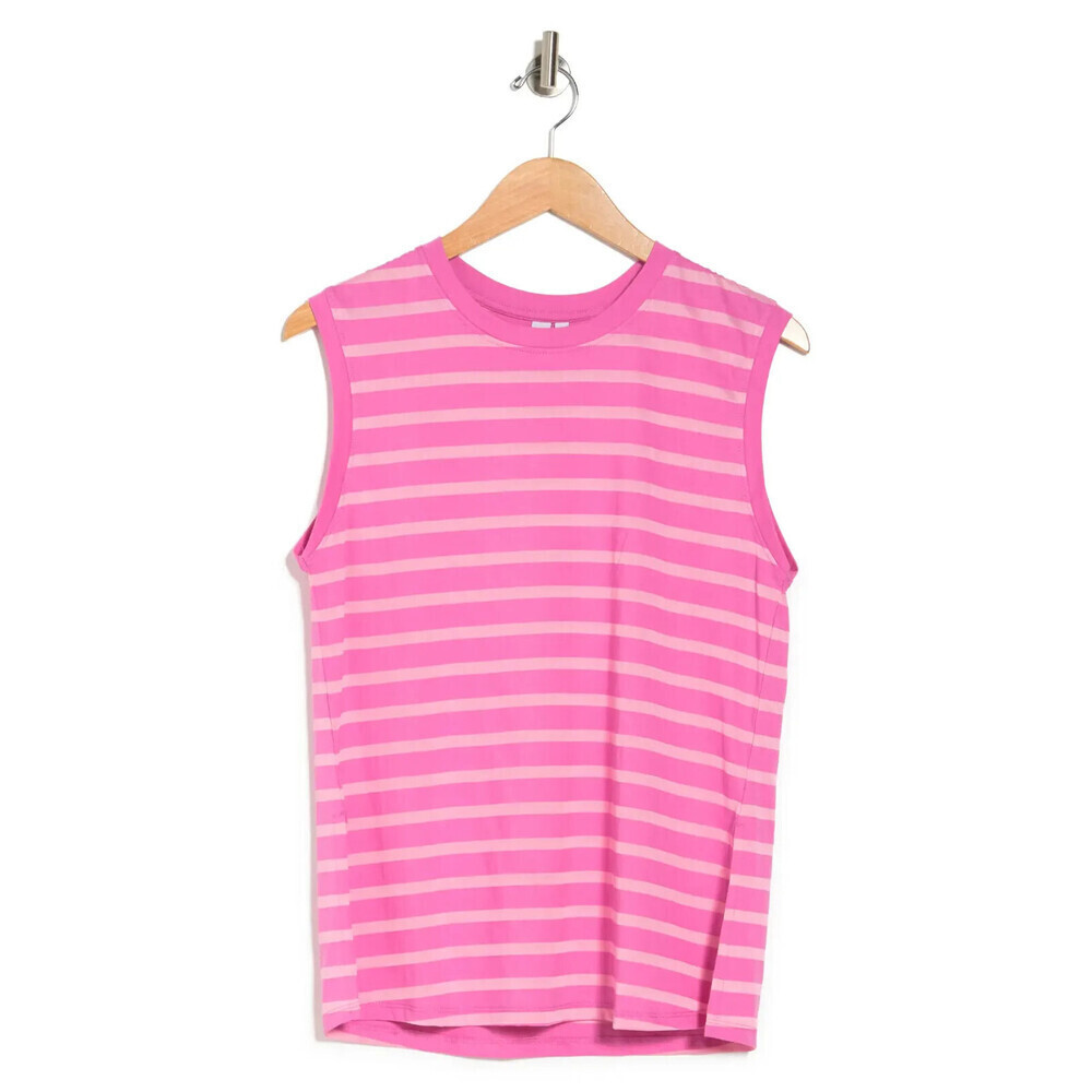 Z By Zella Shadow Striped Print Tank Sleeveless Top In Pink Surprise Size S